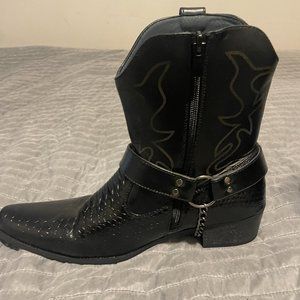 Black Shiny Cowboy Boots